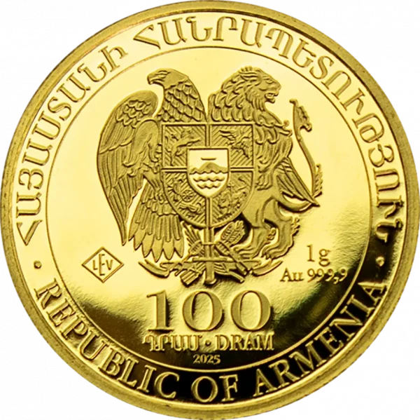 Armenian Noahs Ark 1 gram gouden munt 2025 - Afbeelding 2